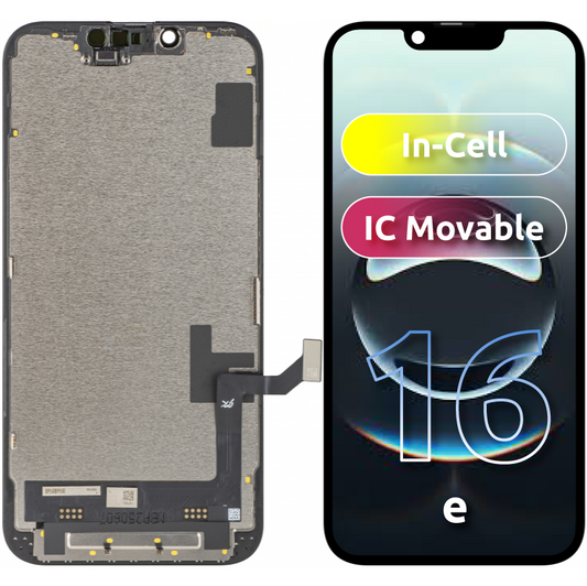 Display met Touchscreen JK voor Apple iPhone 16e, met Frame, LCD In-Cell IC Movable Versie, Zwart