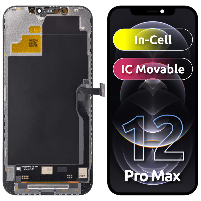Écran tactile JK pour Apple iPhone 12 Pro Max, avec cadre, version In-Cell LCD, noir