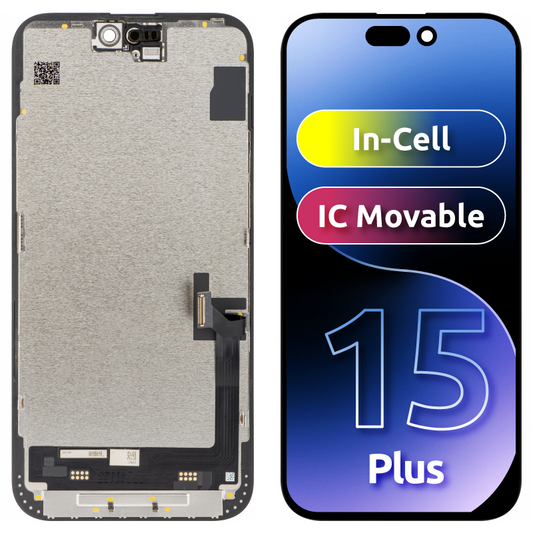 Ecran tactile JK pour Apple iPhone 15 Plus, avec cadre, version In-Cell LCD, noir 
