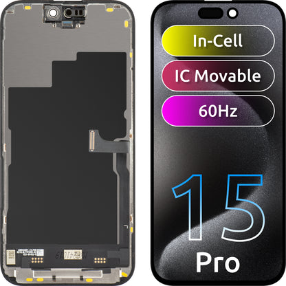 Display met Touchscreen JK voor Apple iPhone 15 Pro, met Frame, LCD In-Cell IC Movable Versie, Zwart