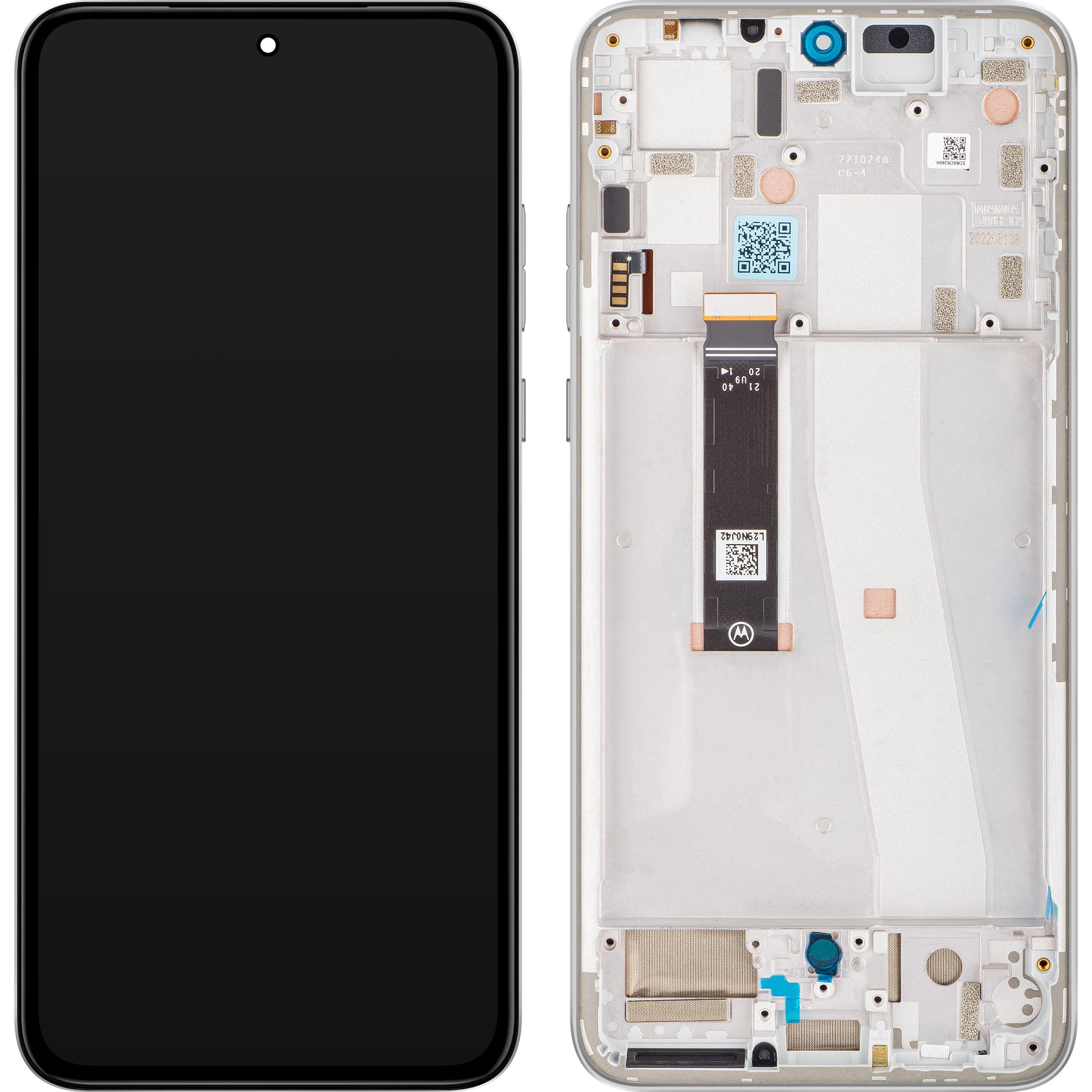 Motorola Edge 30 Neo aanraakscherm, met frame, zilver (ijspaleis), Service Pack 5D68C21404 