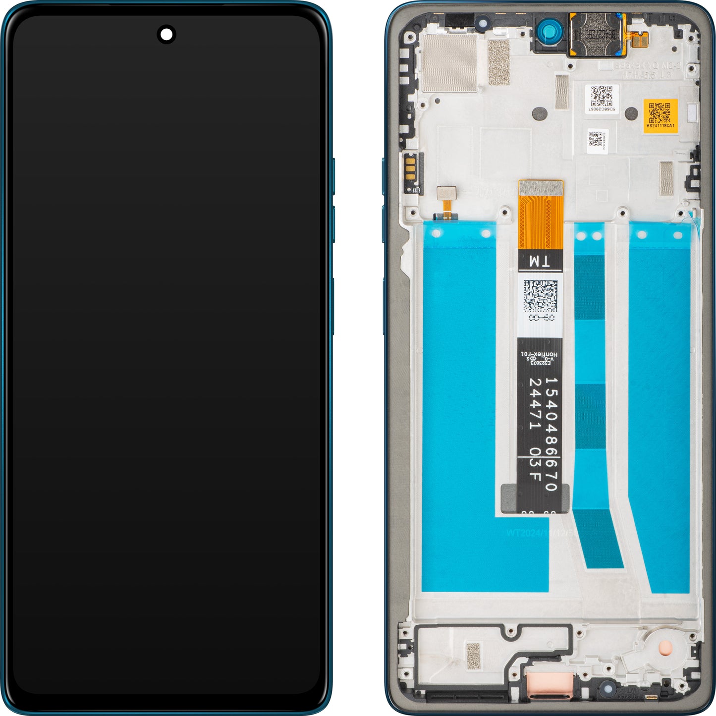Display met Touchscreen Motorola Moto G75, met Frame, Blauw (Relucent Blue), Service Pack 5D68C29067