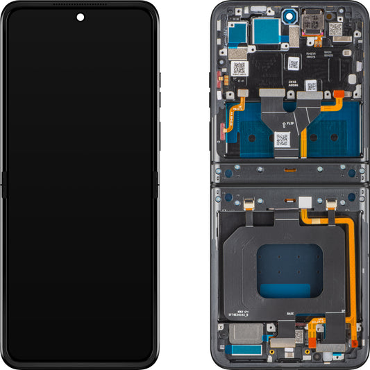 Display met Touchscreen Motorola Razr 2024 / Razr 50, met Frame, Onder Inner, Grijs (Steel Wool), Swap 5D68C24806