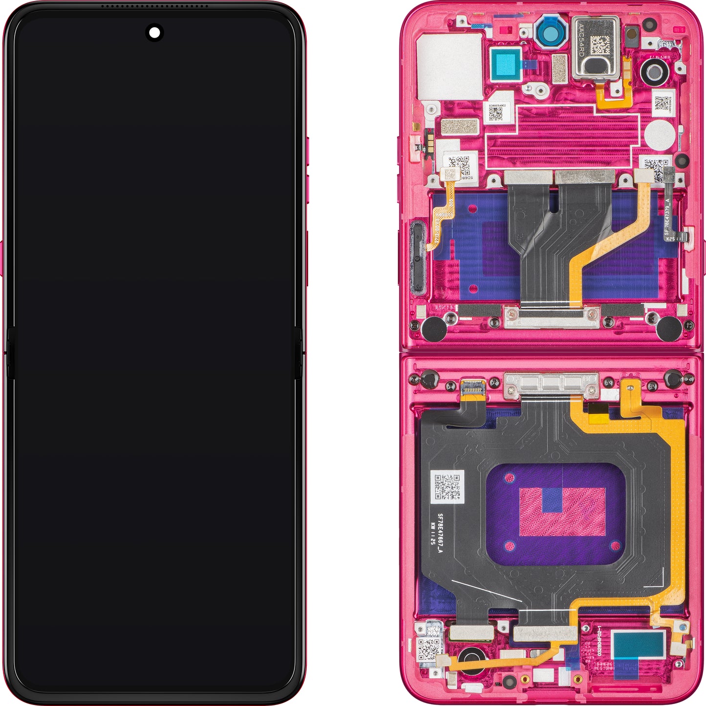 Display mit Touchscreen Motorola Razr 60 Ultra, mit Rahmen, Unter Inner, Magenta (Pantone Cabaret), Service Pack 5D68C29902