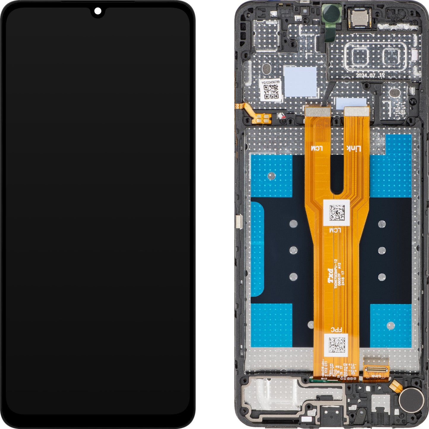 Display mit Touchscreen MP kompatibel mit Samsung Galaxy A06 A065, mit Rahmen, Schwarz