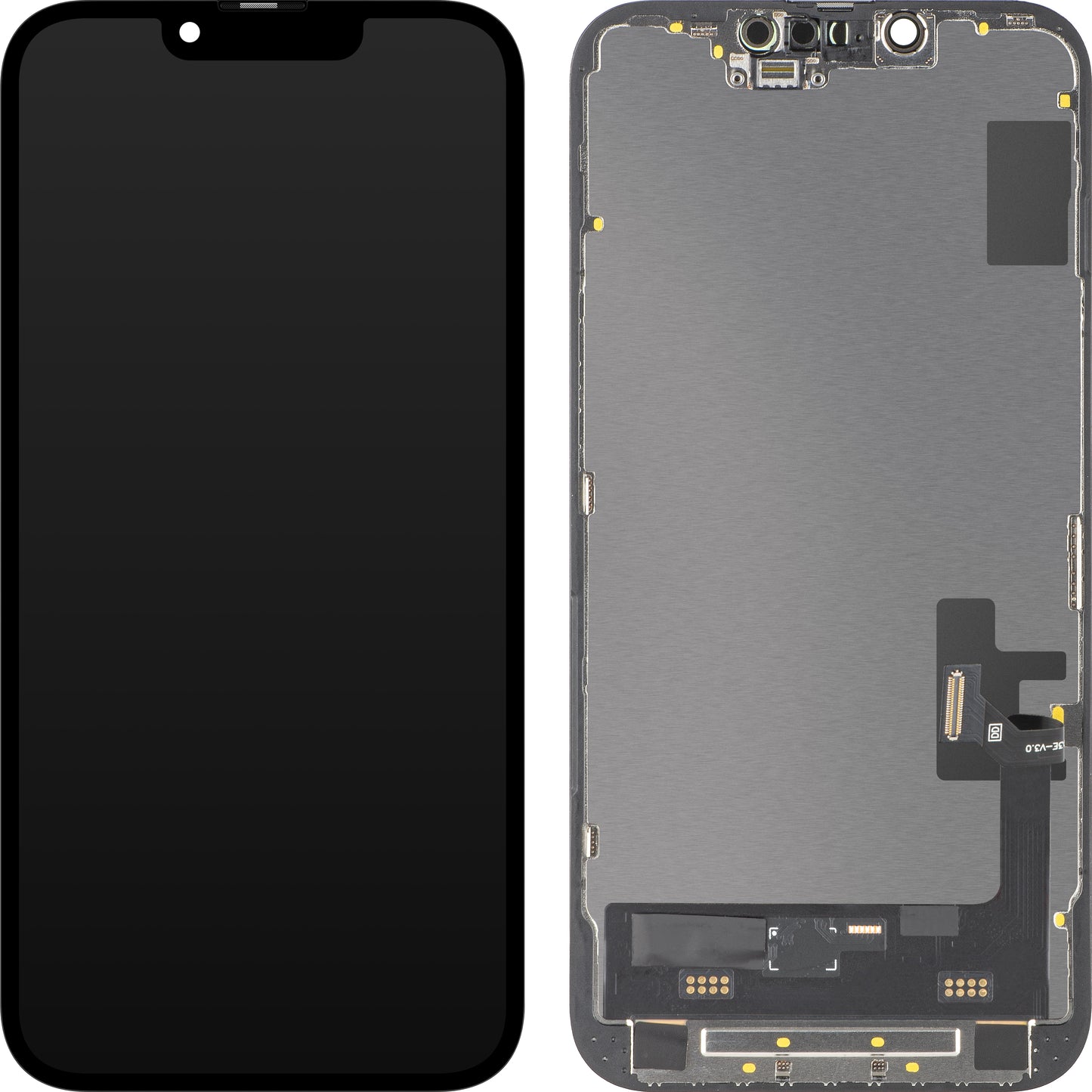 Display met Touchscreen MP compatibel met Apple iPhone 14, met Frame, Soft OLED IC Movable FHD Versie, Zwart