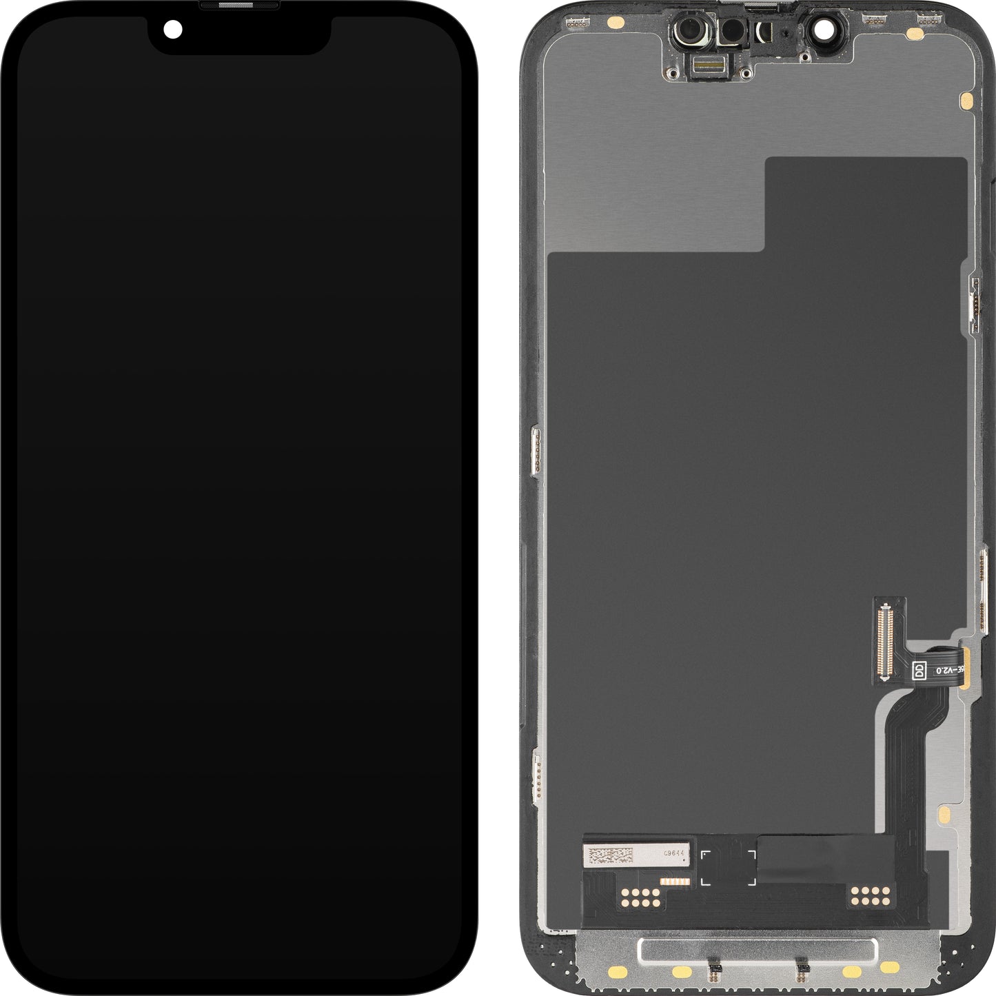Display met Touchscreen MP compatibel met Apple iPhone 13, met Frame, Soft OLED IC Movable FHD Versie, Zwart