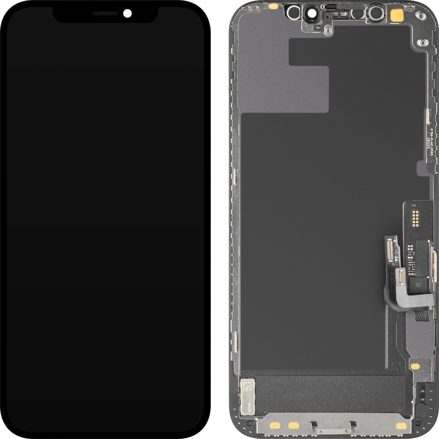 Display met Touchscreen MP compatibel met Apple iPhone 12 / 12 Pro, met Frame, Soft OLED IC Movable FHD Versie, Zwart