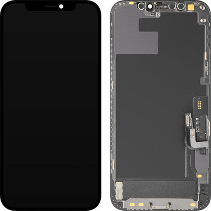 Display met Touchscreen MP compatibel met Apple iPhone 12 / 12 Pro, met Frame, Soft OLED IC Movable FHD Versie, Zwart