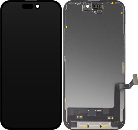 Display met Touchscreen MP compatibel met Apple iPhone 15, met Frame, Soft OLED FHD IC Movable Versie, Zwart
