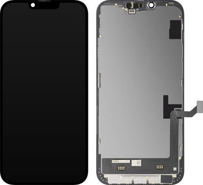 Écran tactile MP compatible avec Apple iPhone 14 Plus, avec cadre, version Soft OLED FHD IC Movable, Noir