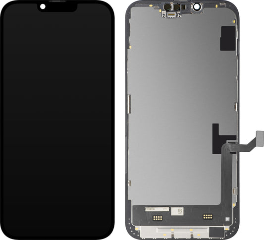 Display mit MP Touchscreen kompatibel mit Apple iPhone 14 Plus, mit Rahmen, Soft OLED FHD IC Movable Version, Schwarz
