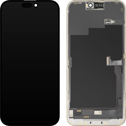 Écran avec Touchscreen MP compatible avec Apple iPhone 15 Pro Max, avec Cadre, Version OLED FHD Diagnostic, Noir