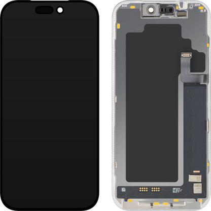 MP Touchscreen-Display kompatibel mit Apple iPhone 17 Pro, mit Rahmen, Soft OLED FHD 120Hz IC Movable Version, Schwarz