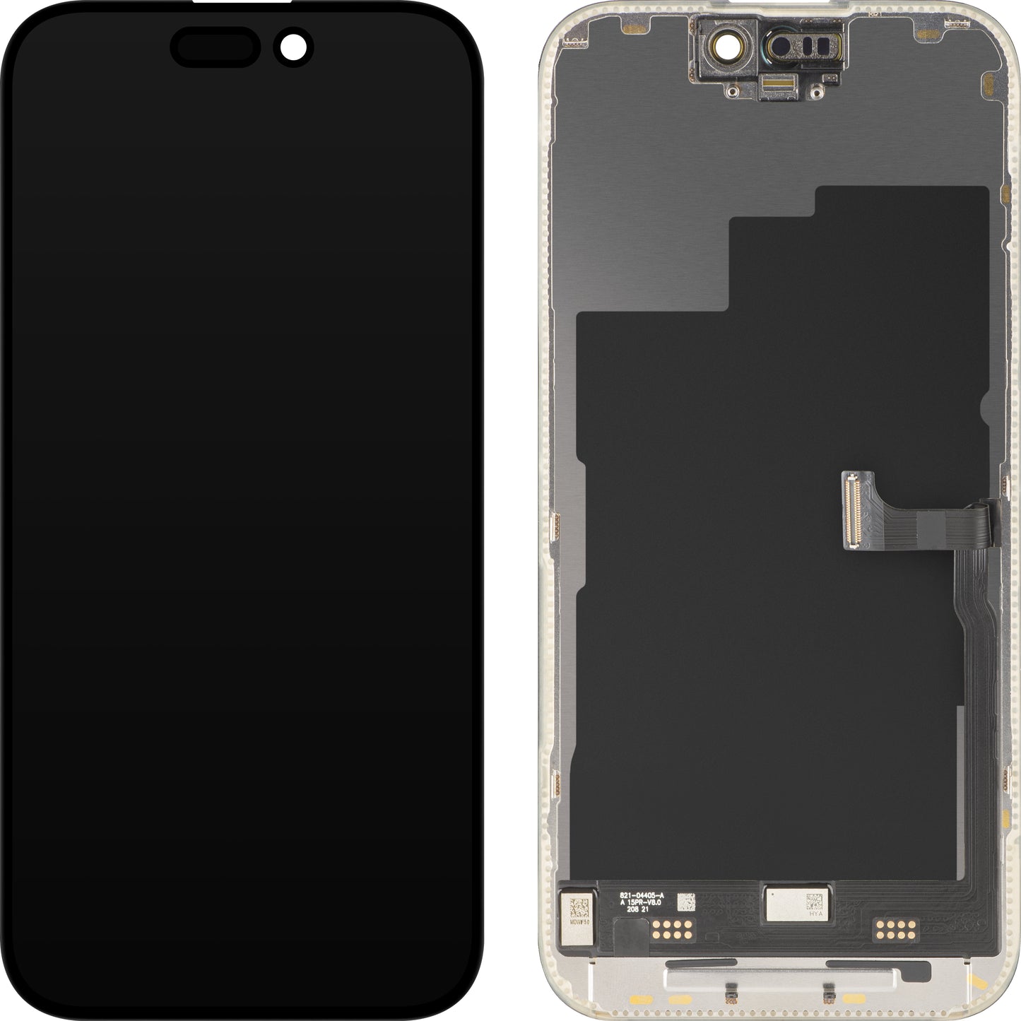 MP Touchscreen-Display kompatibel mit Apple iPhone 15 Pro, mit Rahmen, Premium Soft OLED FHD 120Hz Version, Schwarz