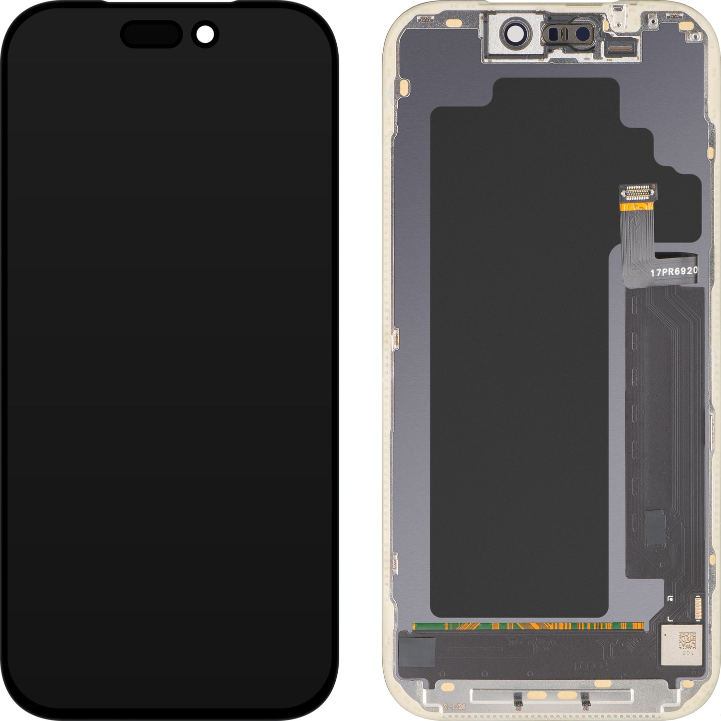 MP Touchscreen Display compatibel met Apple iPhone 17 Pro, met Frame, OLED FHD IC Movable versie, Zwart