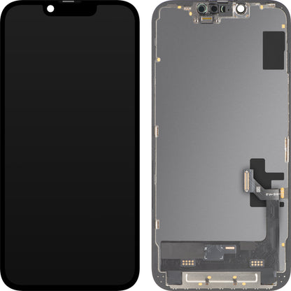 MP Touchscreen-Display kompatibel mit Apple iPhone 17e / 16e, mit Rahmen, Soft OLED FHD 120Hz IC Movable Version, Schwarz