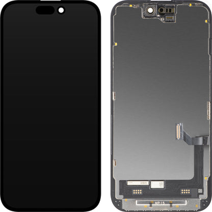 MP Touchscreen Display compatible with Apple iPhone 15, with Frame, Premium Soft OLED FHD 120Hz Diagnostic Version, Black