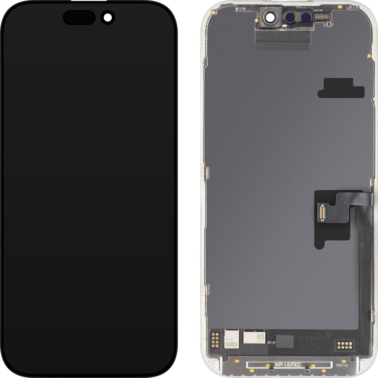 MP Touchscreen-Display kompatibel mit Apple iPhone 16 Pro, mit Rahmen, Soft-Version OLED FHD 120Hz Diagnostik, Schwarz