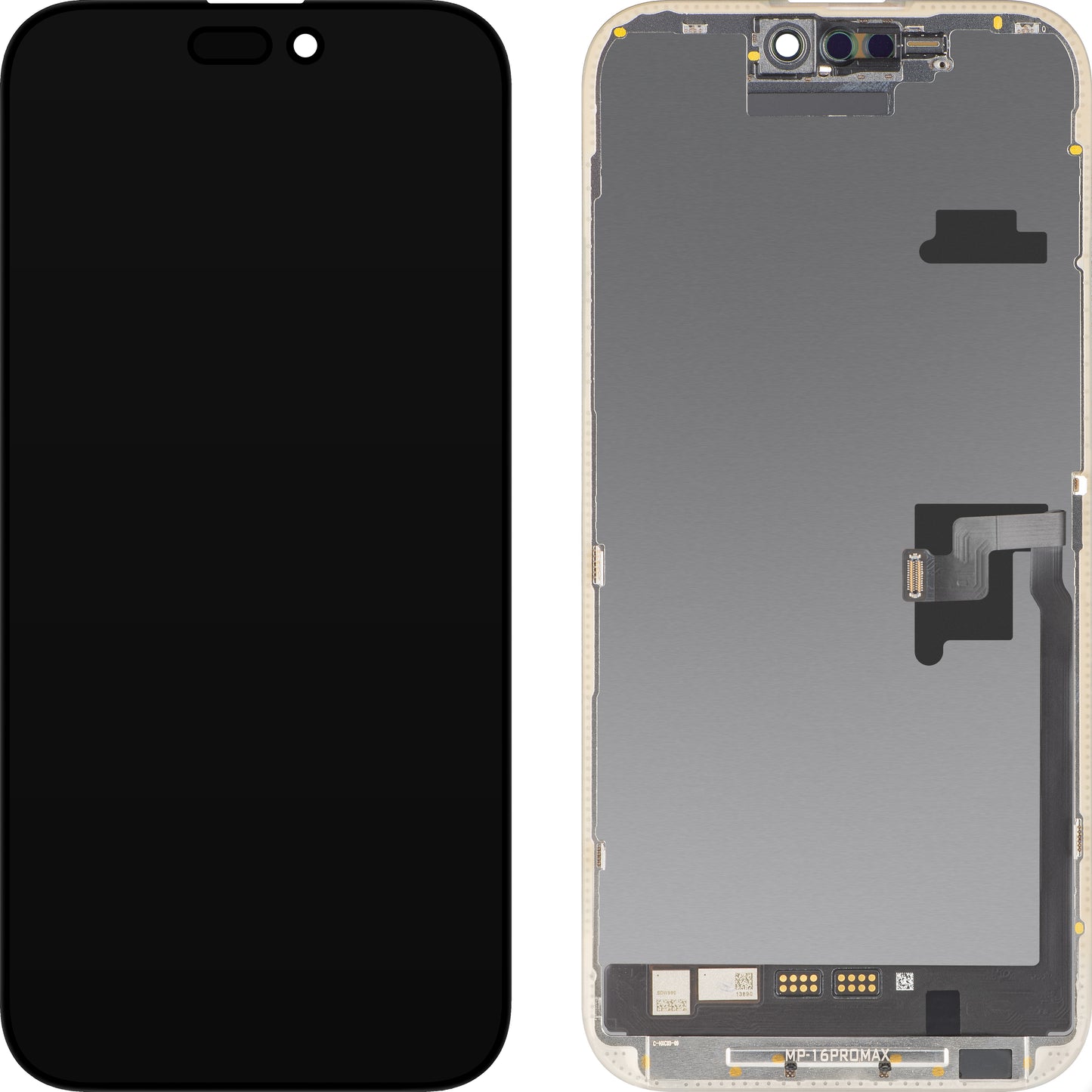 MP Touchscreen-Display kompatibel mit Apple iPhone 16 Pro Max, mit Rahmen, OLED FHD Diagnostic Software-Version, Schwarz