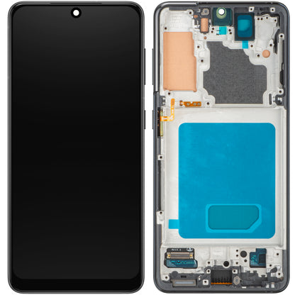 MP Touchscreen-Display kompatibel mit Samsung Galaxy S21 5G G991, mit Rahmen, Schwarz
