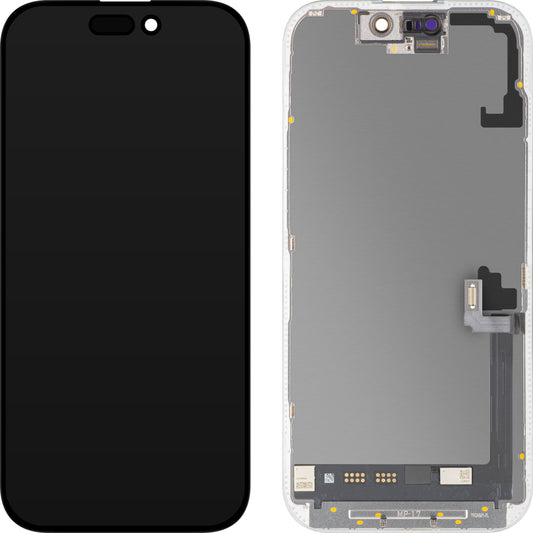 MP Touchscreen Display compatibel met Apple iPhone 17, met Frame, Soft OLED FHD 120Hz Diagnostic Versie, Zwart