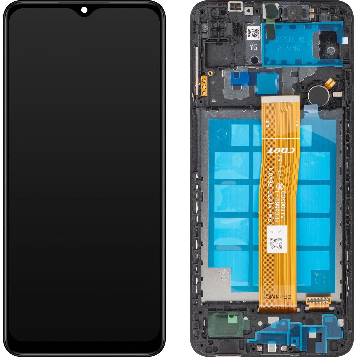 MP Touchscreen-Display kompatibel mit Samsung Galaxy A12 A125 / A12 Nacho A127, mit Rahmen, Schwarz, Wiederverpackt