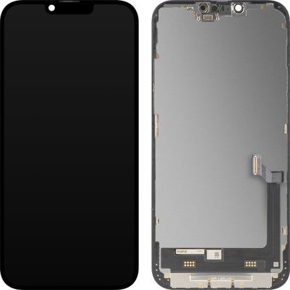 MP Touchscreen-Display kompatibel mit Apple iPhone 14 Plus, mit Rahmen, Premium Soft OLED FHD 120Hz Diagnostik Version, Schwarz
