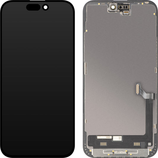 MP Touchscreen Display compatibel met Apple iPhone 15 Plus, met Frame, Premium Soft OLED FHD 120Hz Diagnostisch Versie, Zwart