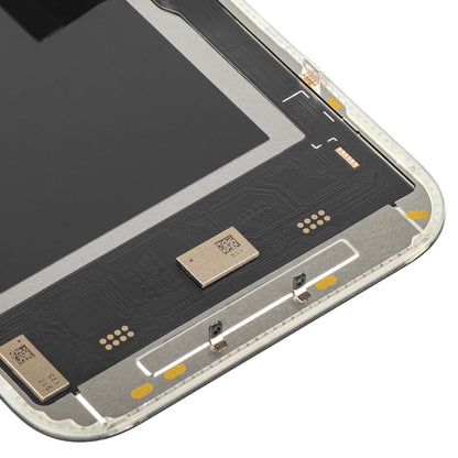 Display met Touchscreen MP compatibel met Apple iPhone 15 Pro, met Frame, Soft OLED IC Movable 120Hz FHD Versie, Zwart