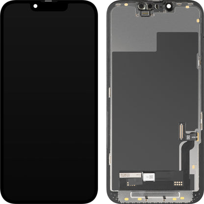 MP Touchscreen Display compatible with Apple iPhone 13, with Frame, OLED FHD Diagnostic Soft Version, Black, Refurbished