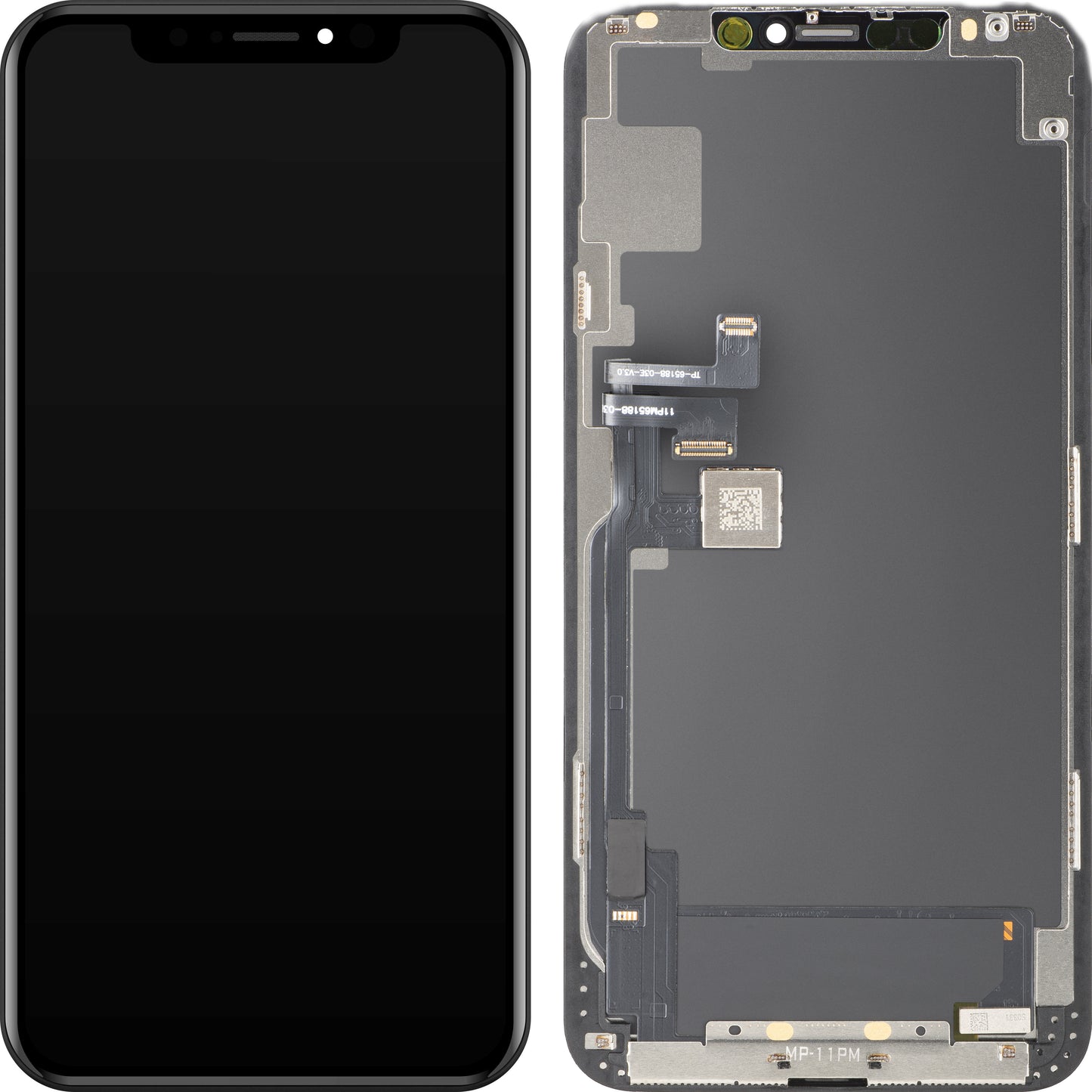 Écran avec écran tactile MP compatible avec Apple iPhone 11 Pro Max, avec cadre, version OLED FHD IC mobile, noir, reconditionné