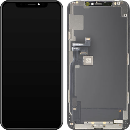 Écran avec écran tactile MP compatible avec Apple iPhone 11 Pro Max, avec cadre, version OLED FHD IC mobile, noir, reconditionné