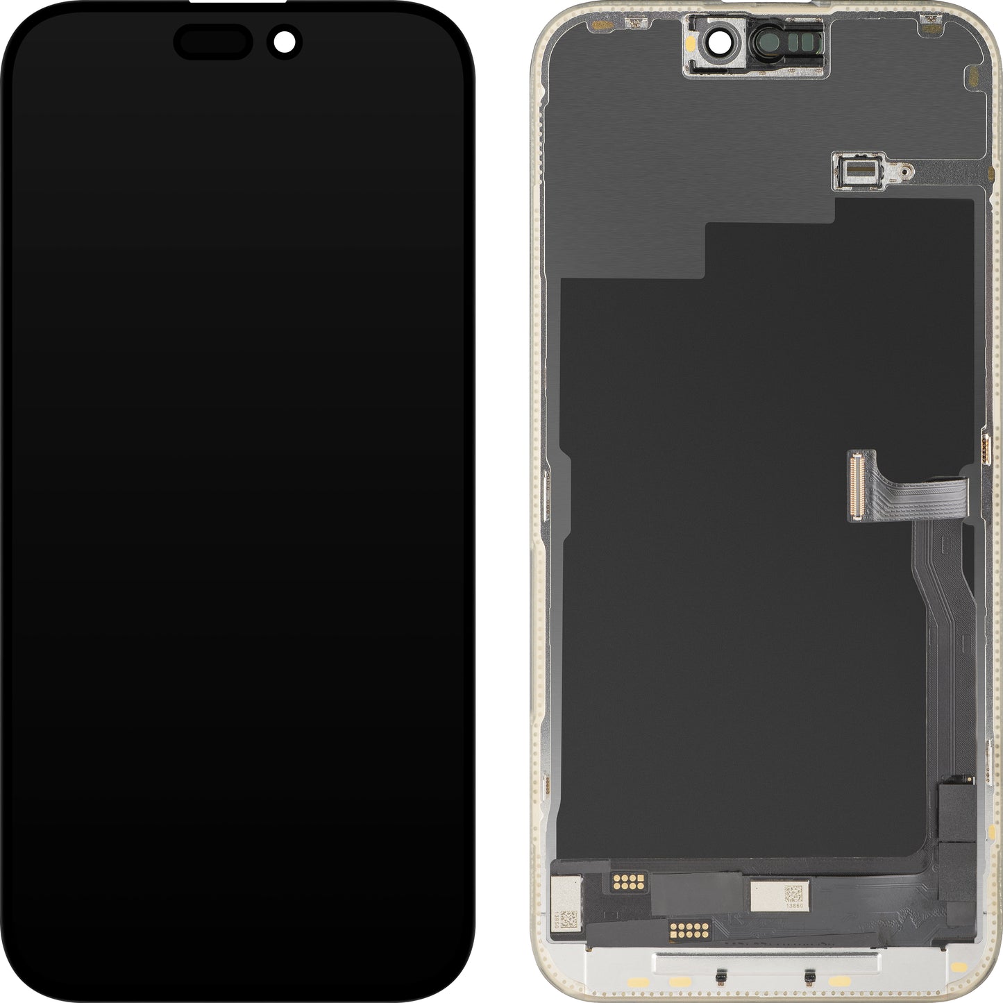 MP Touchscreen-Display kompatibel mit Apple iPhone 15 Pro Max, mit Rahmen, OLED FHD Diagnostic Version, Schwarz, Wiederverpackt