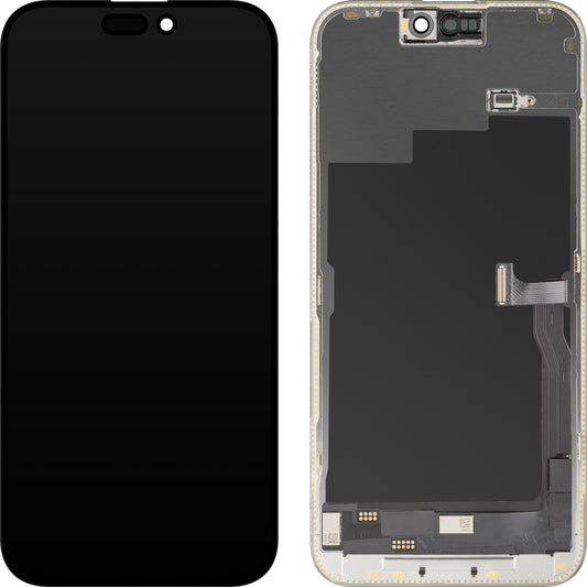 MP Touchscreen Display compatibel met Apple iPhone 15 Pro Max, met Frame, OLED FHD Diagnostic Versie, Zwart, Herverpakt