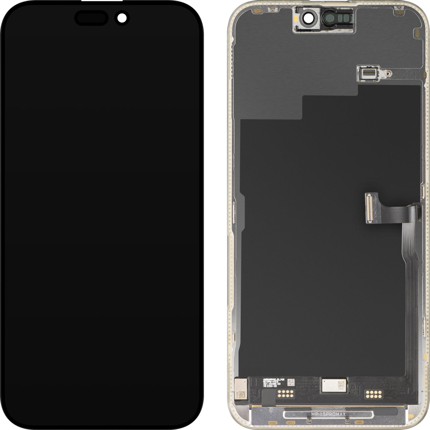 MP Touchscreen-Display kompatibel mit Apple iPhone 15 Pro Max, mit Rahmen, Premium Soft OLED FHD 120Hz Diagnostik Version, Schwarz, Wiederaufbereitet