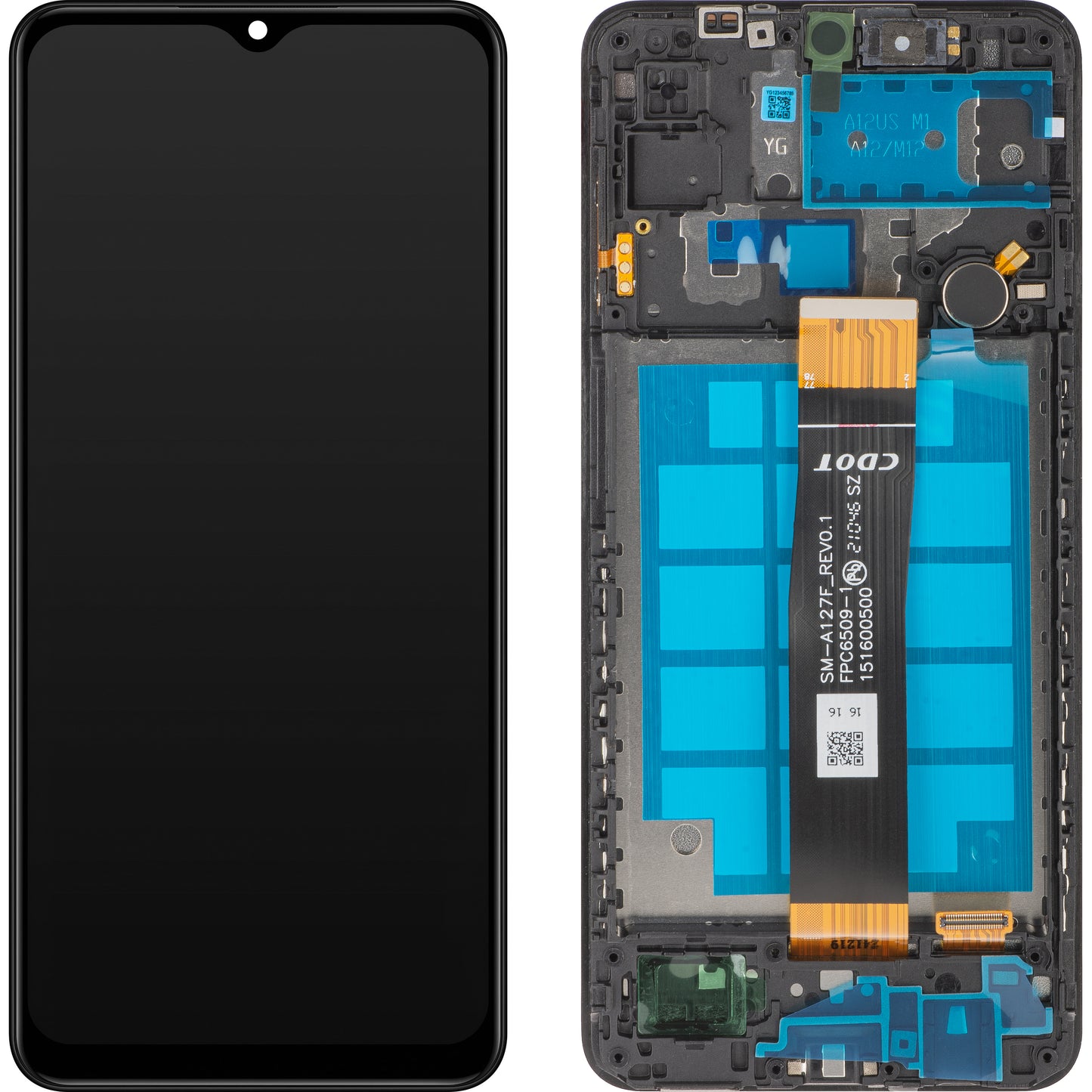 MP Touchscreen Display kompatibel mit Samsung Galaxy A12 Nacho A127, mit Rahmen, Schwarz