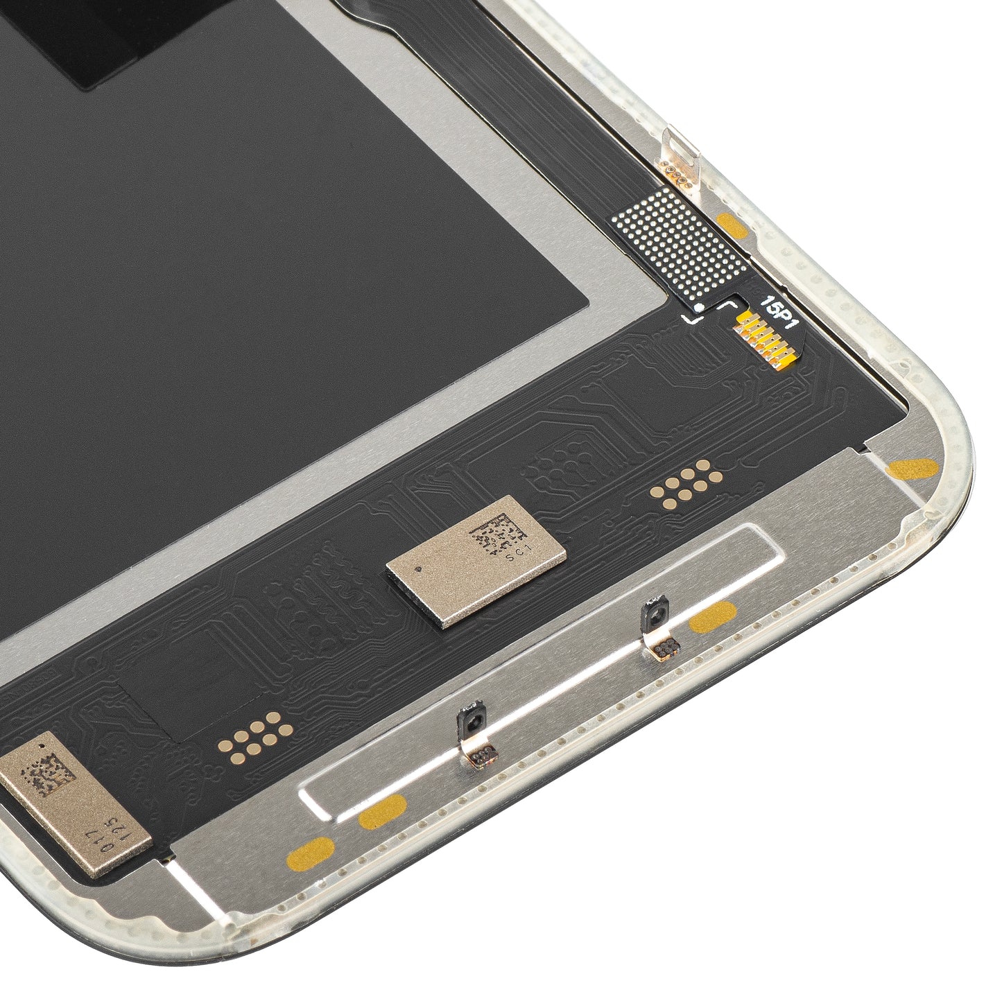 Display met Touchscreen MP compatibel met Apple iPhone 15 Pro, met Frame, Soft OLED IC Movable 120Hz FHD Versie, Zwart