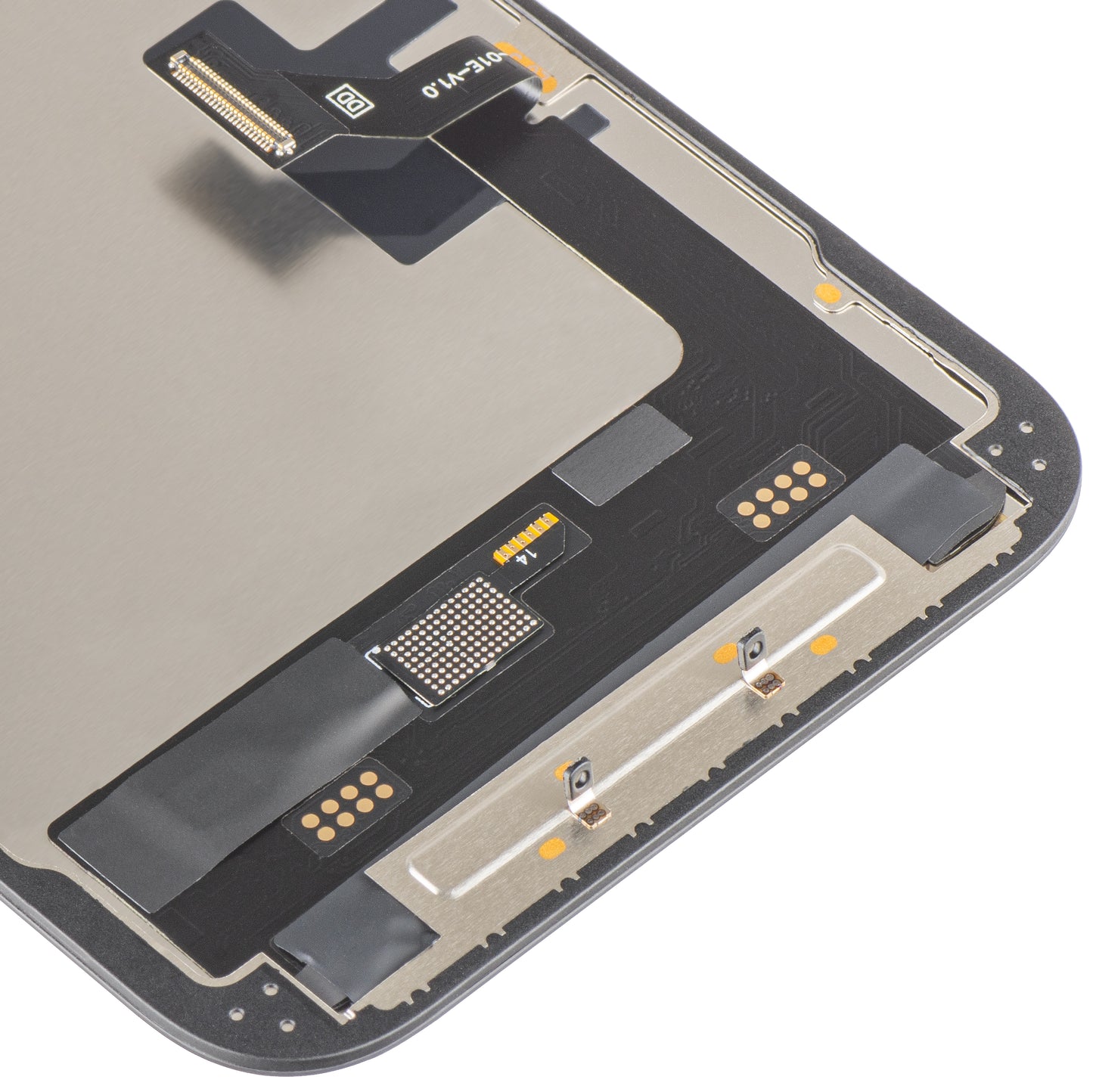 MP Touchscreen-Display kompatibel mit Apple iPhone 17e / 16e, mit Rahmen, Soft OLED FHD 120Hz IC Movable Version, Schwarz