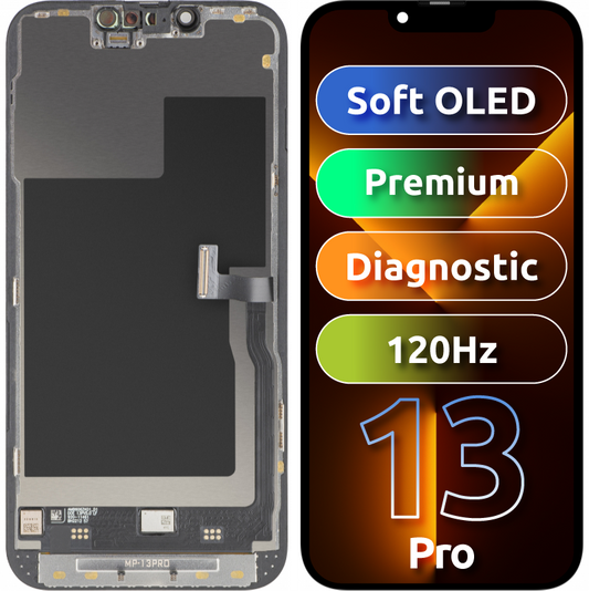 MP Touchscreen Display compatibel met Apple iPhone 13 Pro, met Frame, Premium Soft OLED FHD 120Hz Diagnostic Versie, Zwart