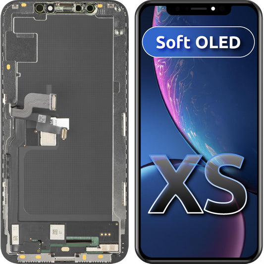 Display met Touchscreen MP compatibel met Apple iPhone XS, met Frame, Soft OLED FHD Versie, Zwart