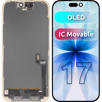 Écran tactile MP compatible avec Apple iPhone 17, avec cadre, version OLED FHD IC Movable, noir