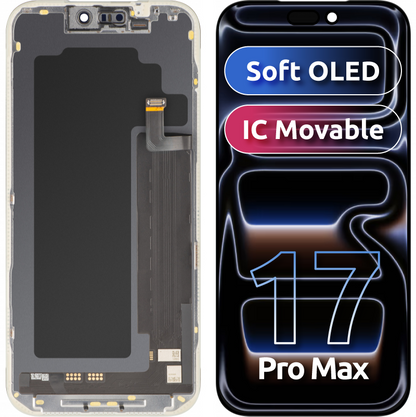 MP Touchscreen Display compatible with Apple iPhone 17 Pro Max, with Frame, Soft OLED FHD IC Movable Version, Black