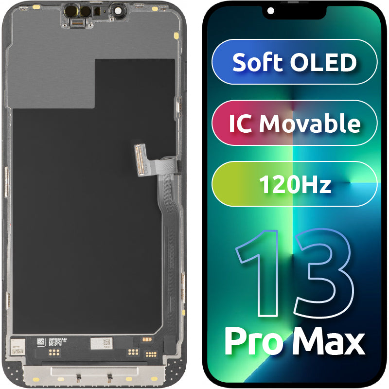 Display met Touchscreen MP compatibel met Apple iPhone 13 Pro Max, met Frame, Soft OLED IC Movable 120Hz FHD Versie, Zwart