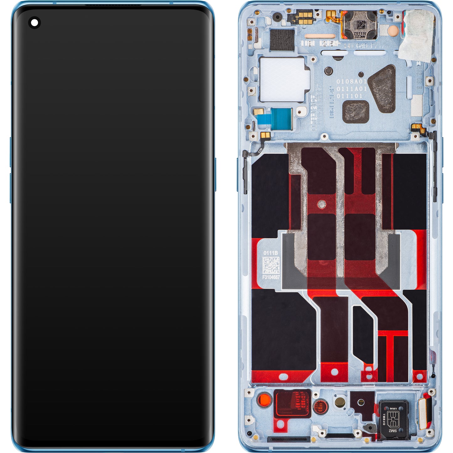 Touchscreen scherm Oppo Reno6 Pro 5G (Snapdragon) / Reno6 Pro+ 5G, met frame, blauw (Arctic Sky), Service Pack 4907527