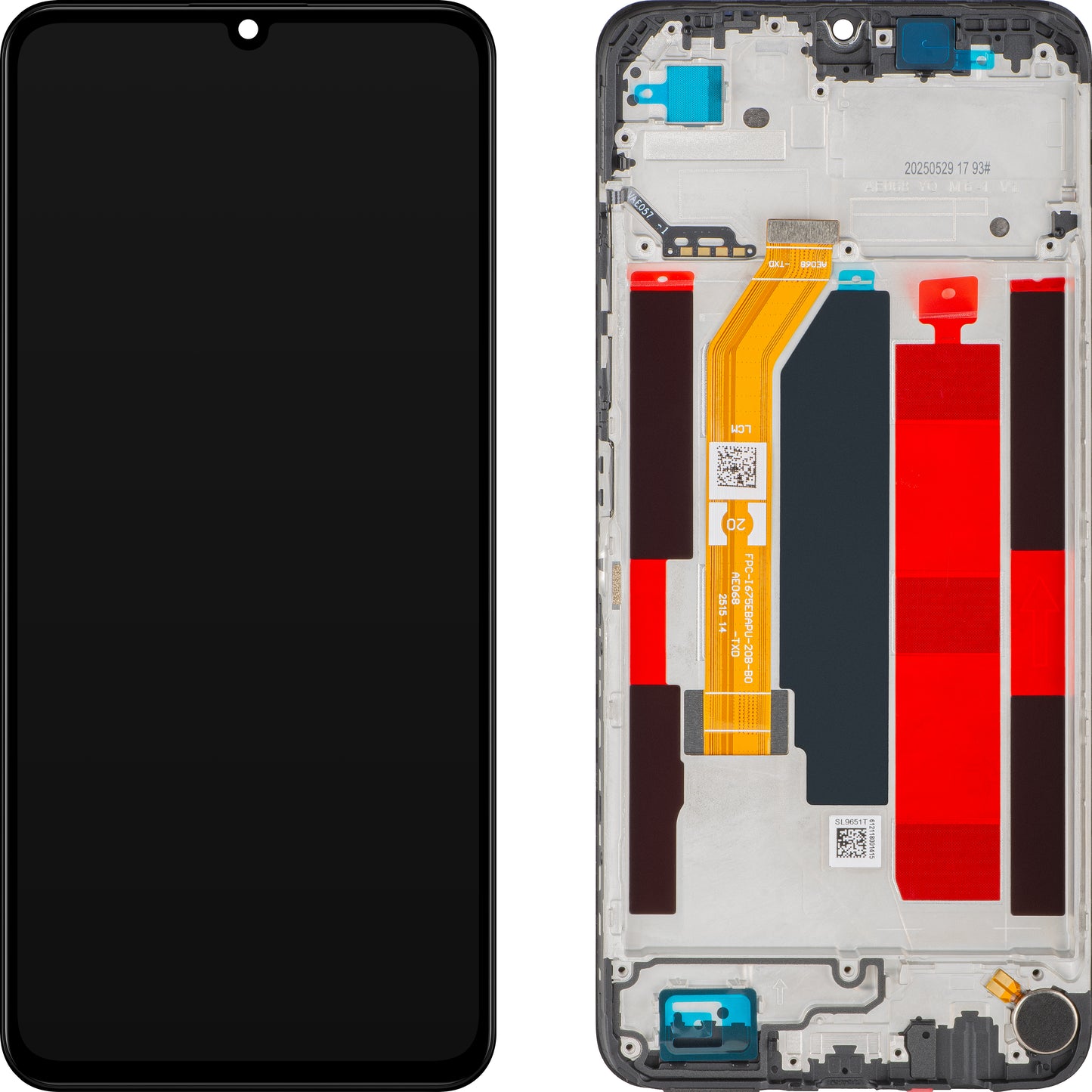 Écran tactile Realme Note 70T avec cadre, Noir (Obsidian Black), Pack de service 621029000609