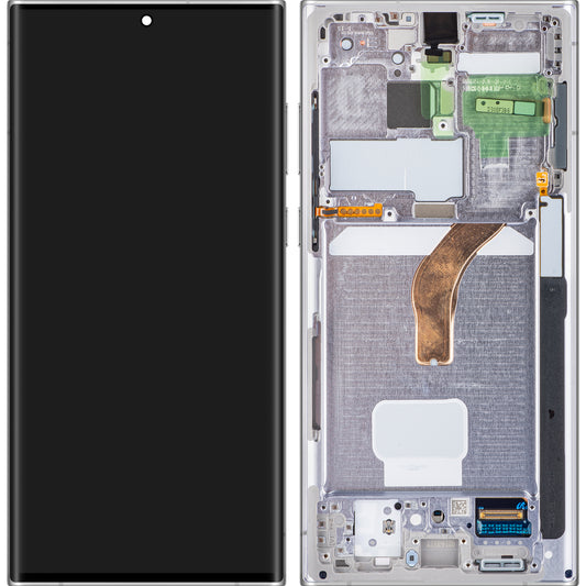 Touchscreen scherm Samsung Galaxy S22 Ultra 5G S908, met frame, wit, Service Pack GH82-27488C