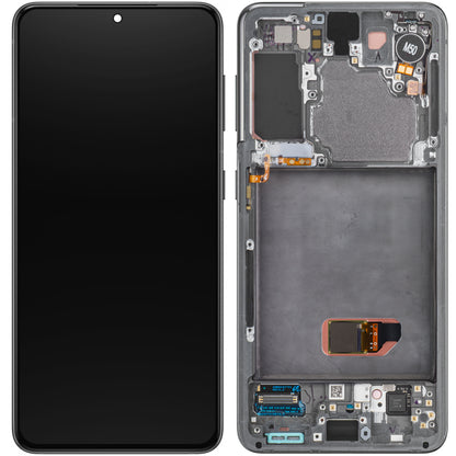 Écran tactile Samsung Galaxy S21 5G G991, avec cadre, gris, Service Pack GH82-27256A