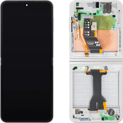 Écran avec Touchscreen Samsung Galaxy Z Flip6 F741, avec Cadre, Sous Inner, Blanc, Service Pack GH82-35014F