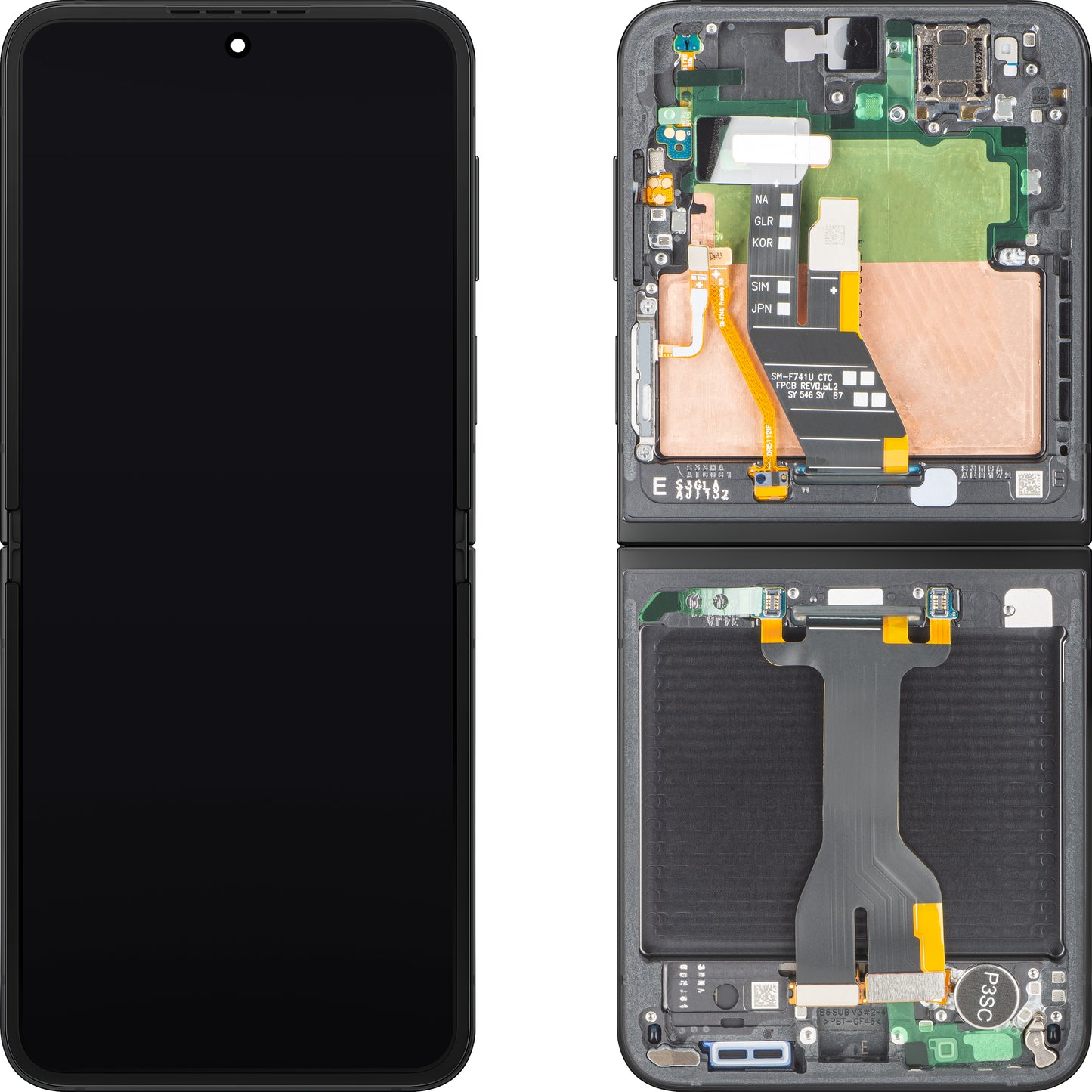 Samsung Galaxy Z Flip6 F741 Touchscreen Display, met Frame, Sub Inner, Zwart (Crafted Black), Service Pack GH82-35014E